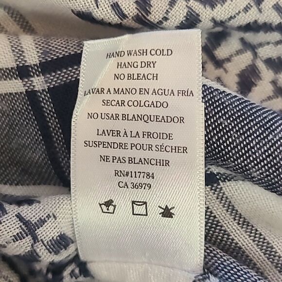 Rails x Anthropologie LILY YARN-DYED Jacquard Blue & White Plaid Top Size S - Picture 13 of 15